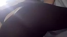 teen sucking cock while showing off her tight leggings ass