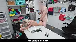 teen cashier lets friends sneak items while getting caught in office missionary and doggystyle.