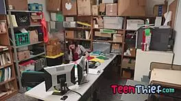 A hot teen 18+ thief gets punished hard by security guard in garage