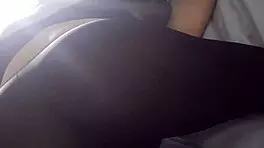 teen sucking cock while showing off her tight leggings ass