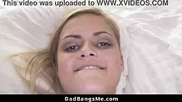 Horny stepdaughter gives blowjob to stepdad in garage