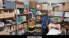 Damn! Guard cums inside sexy detained thief Taylor May after wild fucking!