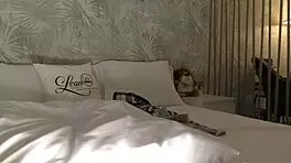 hot petite 18+ redhead strips down and teases flaccid dick on bed