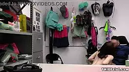 The sulky teen thief got caught in the shop, and her petite pussy faced destruction.