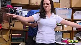 Ravens mouth gets stuffed with horny officers big fat cock