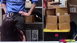 Ravens mouth gets stuffed with horny officers big fat cock