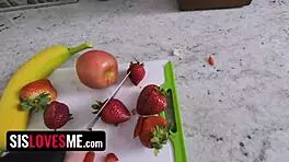 Step-siblings bicker then ride to shared orgasm in skirt and panties 😏