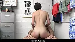 Security Guard Hauls Angeline Red to Backroom for Harsh Penalty