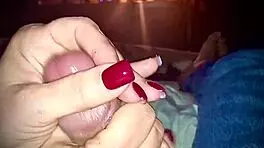 Sexy hands jerks big cock with oil and horny slut vibes