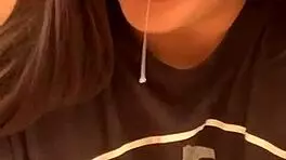 marcy diamond gives sloppy blowjob to lollipop, tons of spit on her tits