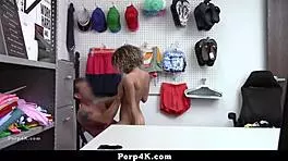 Teen feels anxious during intense strip search by security officer.