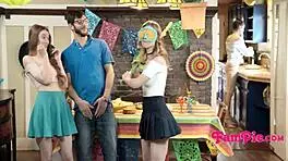 Family Blowjob Celebration With Not Sister Teen