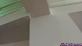 This teen babe is getting fingered by an old man 😏