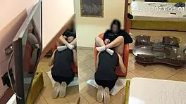 Cam caught university friends boy eating hot brunette's shaved pussy in public.