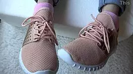 Kristy shows off new sneakers in close-up fetish