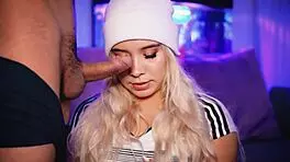 Blonde Teen Sucks Big Cock with Passionate Intensity