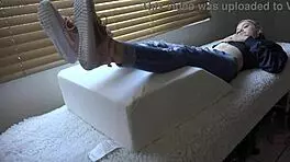 Kristy shows off new sneakers in close-up fetish