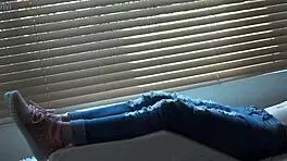 Kristy shows off new sneakers in close-up fetish