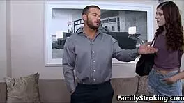 Brunette stepdaughter miranda miller helps her stepdad with blowjob and fucking