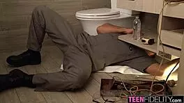 Ashley red rides chad's cock in teenfidelity scene.