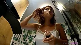 Hot Sexy Tight Pussy Redhead Girlfriend In Bathroom Without Panties