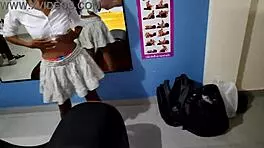 Skinny brunette visits stepfather for special gift discreetly.