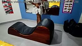 Skinny brunette visits stepfather for special gift discreetly.