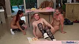 cute teen 18+ goth stepsister and her bff both gets fucked free pussy style