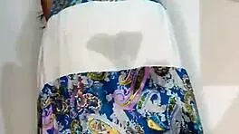 bluee squirts on her skirt and finally pisses for you