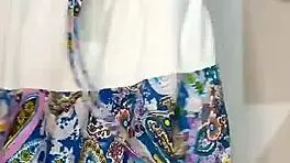 bluee squirts on her skirt and finally pisses for you