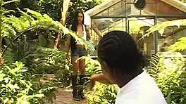 Pretty ebony teen rides and sucks before cumshot on face, she says.