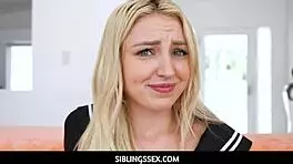 Hot Blonde Teen 18+ Stepsis Britt Blair in Black Lingerie with Buttplug Gets Fucked