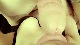 Ball draining close-up blowjob from female POV with huge finish