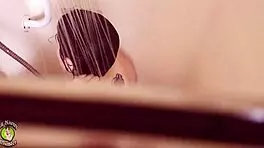 Man sneaks into bathroom to record chubby bbw teen masturbating with toys in shower