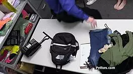 Fucking perfect pierced brunette thief on desk