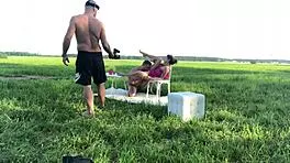 Backstage hardcore fucking with young Russian blonde