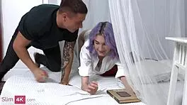 Mia cheers skinny teen with colored hair gets ass fucked and cumshot