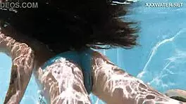 lana the hot chick swims nude underwater, showing her small tits