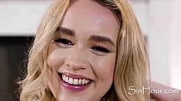 Intimate blowjob with blonde neighbor