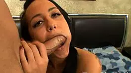 delightful girlie enjoys a thrilling encounter with brunette sucking close-up