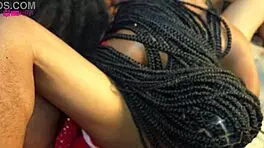 Brazilian girls enjoy christmas party with balloons and kisses