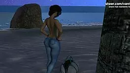 Step mom gets creampied by young cock on beach