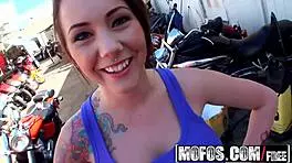 Biker babe boobnanza with sucking and cock in pov threesome - ashton pierce