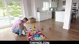 Petite babe Aften Opal skips the carnival ride and goes for her boyfriend's huge cock