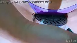 Playing with my pussy in the college bathroom!