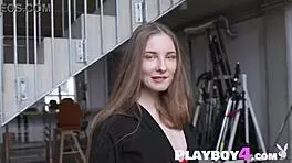 blonde cutie miky muse strips for playboy with stella naked nearby