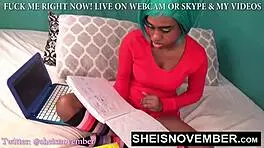 Oh wow, the brat stepdaughter stuffs panties in her cunt and gives a blowjob after work!