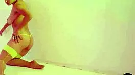 Amazing Latina teen Mia Valentine shows hot big ass during posing