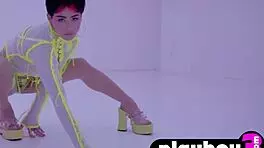 Amazing Latina teen Mia Valentine shows hot big ass during posing