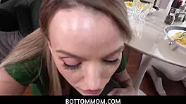 American stepmom Pristine Edge gives nude advice to stepson with blowjob and fucking in POV